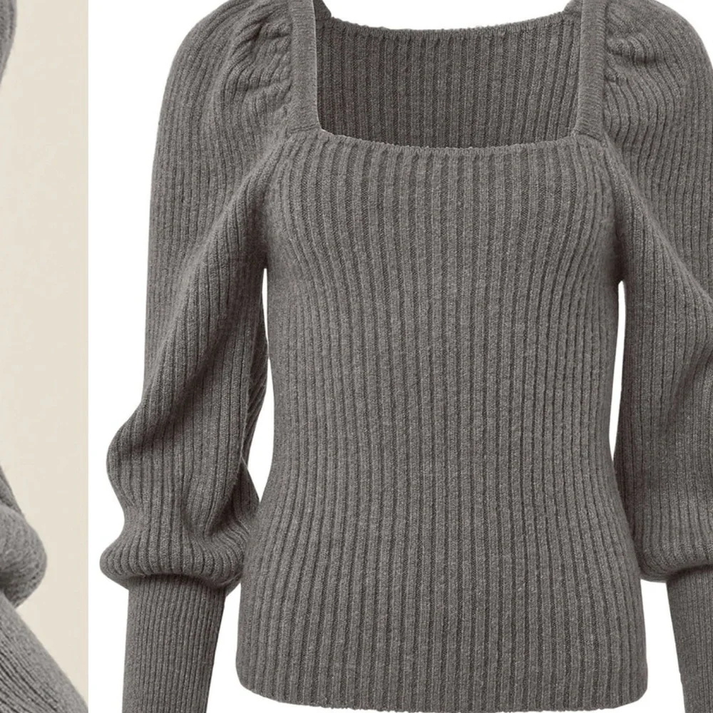 Gray Ribbed Knit Sweater - Picture 2 of 6